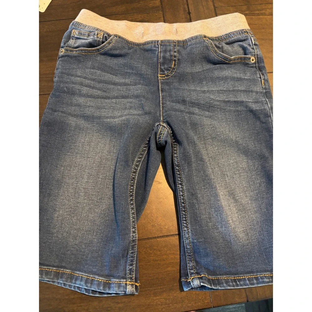 Justice Girls Blue Denim Bermuda Shorts Elastic Waist Pull On Size 12 Stretch